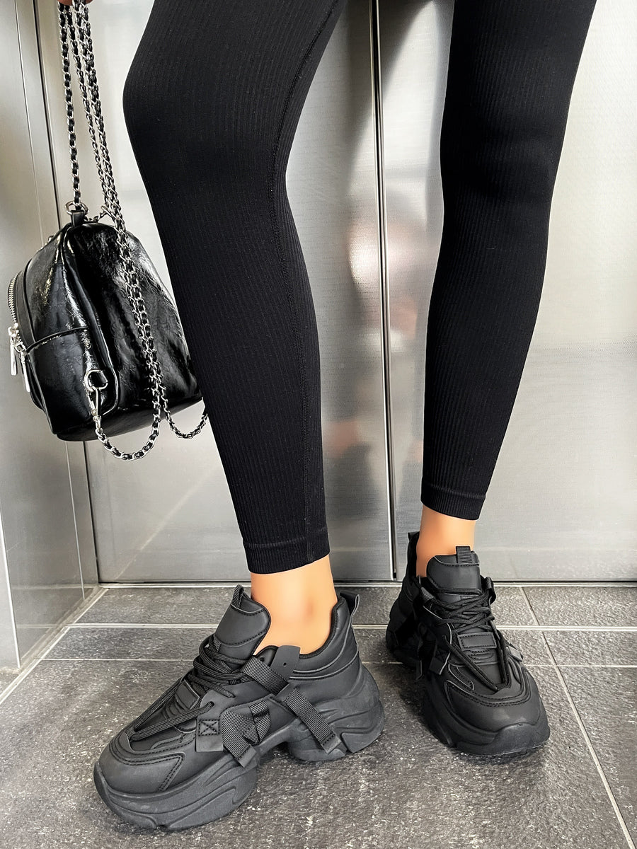 Lace Up Platform Chunky Trainers Moda