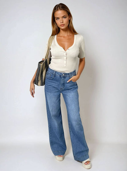 High Waisted Wide Leg Jeans Moda