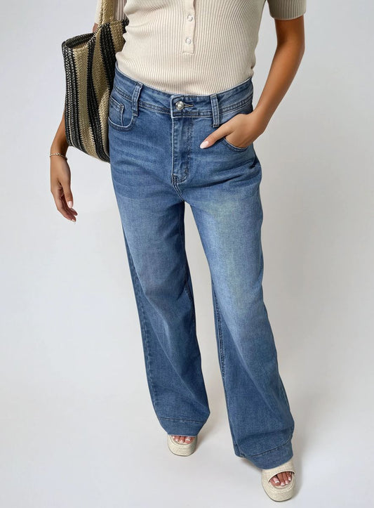 High Waisted Wide Leg Jeans Moda