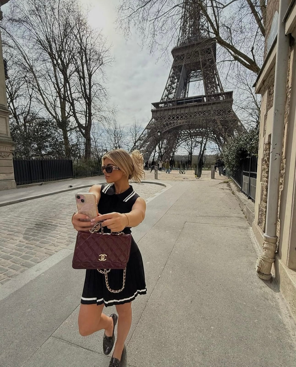 Sleeveless Collared Top & Pleated Mini Skirt Co-ord Set Moda