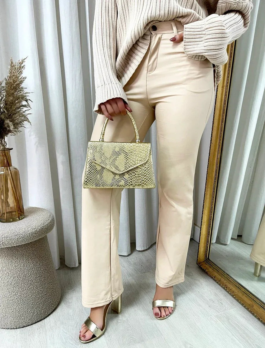 High Waisted Faux Leather Trousers - Sleek & Versatile - Shello's Creative Boutique