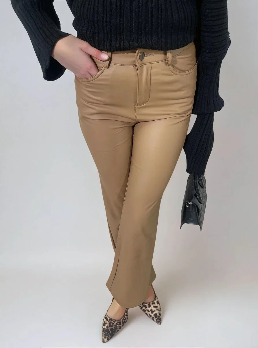 High Waisted Faux Leather Trousers - Sleek & Versatile - Shello's Creative Boutique
