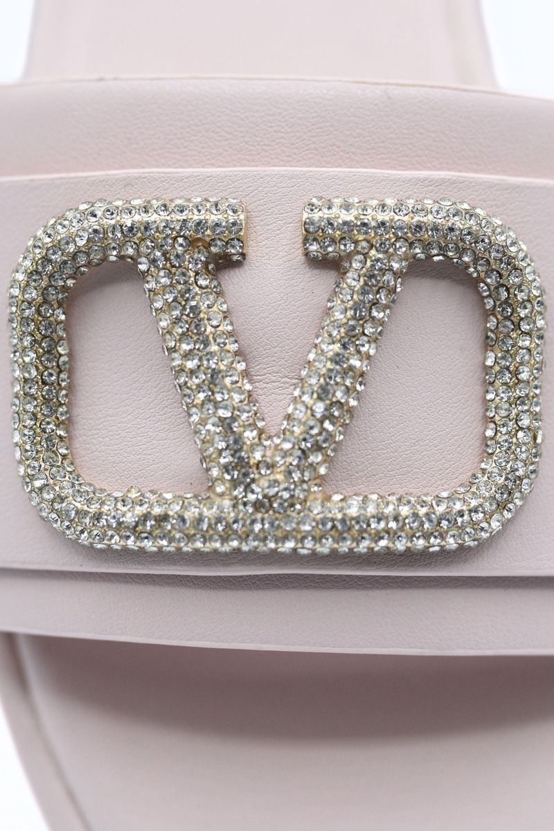 Rhinestone Detail Strap Slip On Flat Sandals Moda