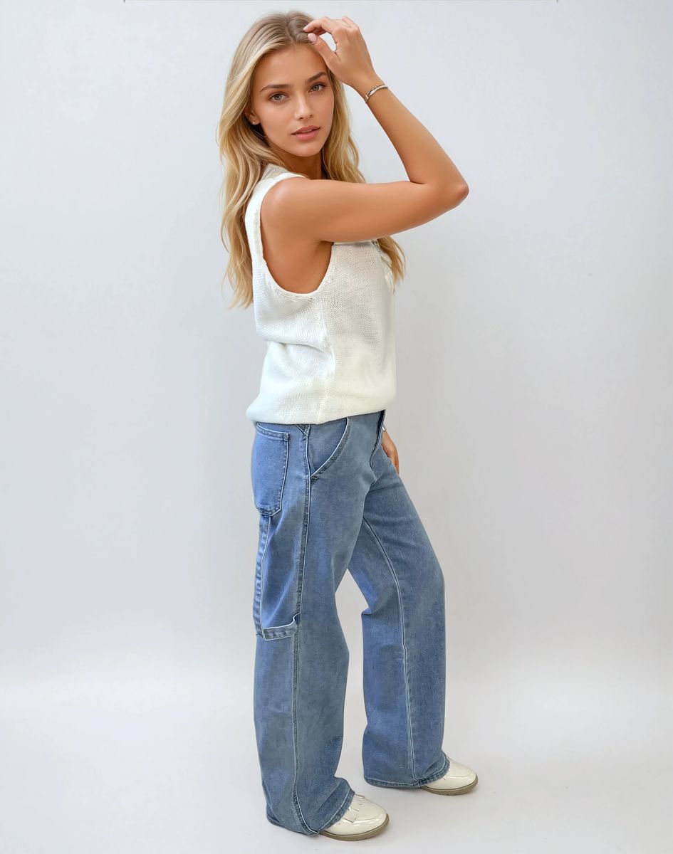 Loose Straight Leg Jeans Moda