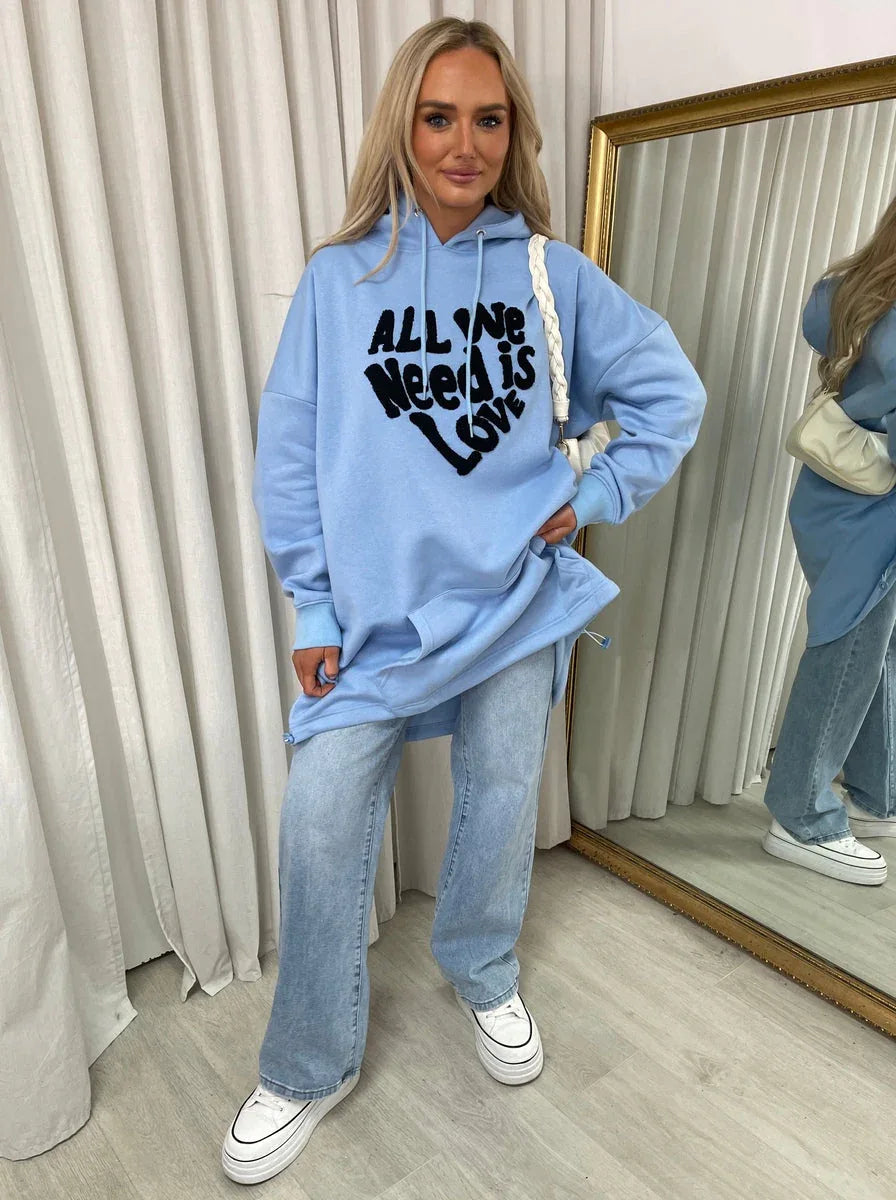 All We Need Is Love Oversized Hoodie - Shello's Creative Boutique