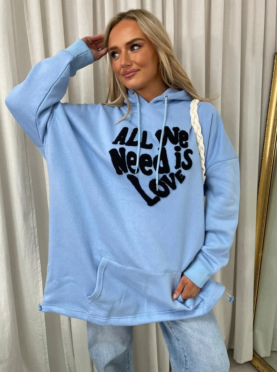 All We Need Is Love Oversized Hoodie - Shello's Creative Boutique