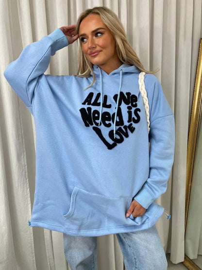 All We Need Is Love Oversized Hoodie - Shello's Creative Boutique