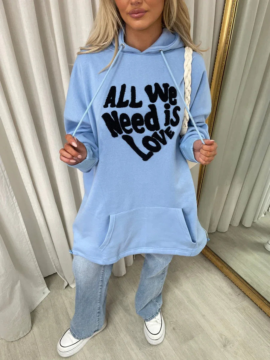 All We Need Is Love Oversized Hoodie - Shello's Creative Boutique