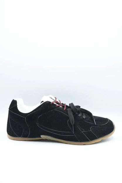 Double Contrast Lace Up Flat Trainers - Casual Everyday Sneakers - Shello's Creative Boutique