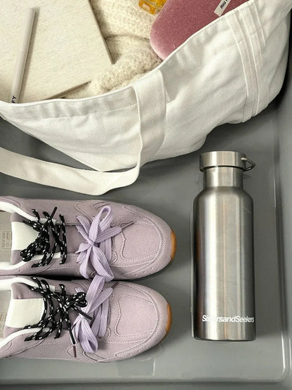 Double Contrast Lace Up Flat Trainers - Casual Everyday Sneakers - Shello's Creative Boutique