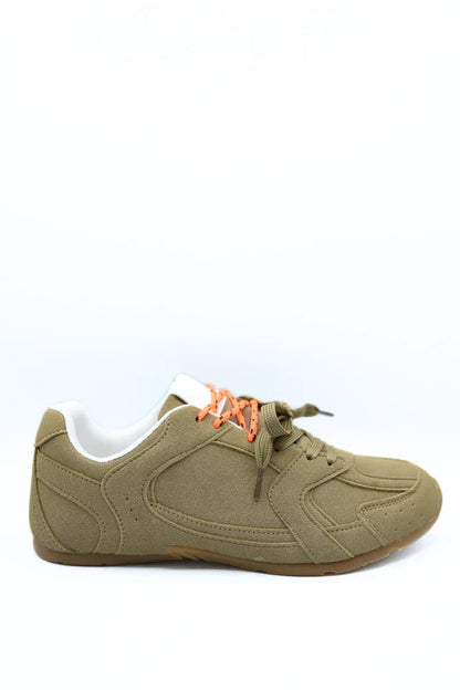 Double Contrast Lace Up Flat Trainers - Casual Everyday Sneakers - Shello's Creative Boutique