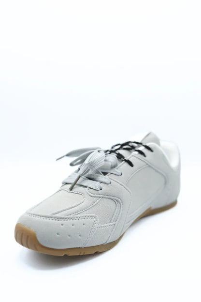 Double Contrast Lace Up Flat Trainers - Casual Everyday Sneakers - Shello's Creative Boutique