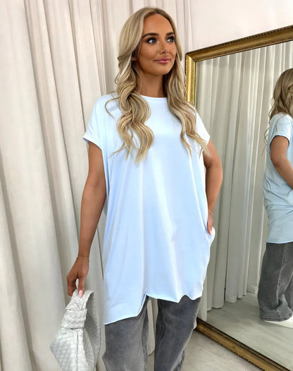 Round Neck with Side Pockets Oversized Top - Shello's Creative Boutique
