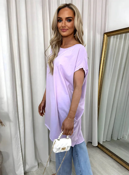 Round Neck with Side Pockets Oversized Top - Shello's Creative Boutique
