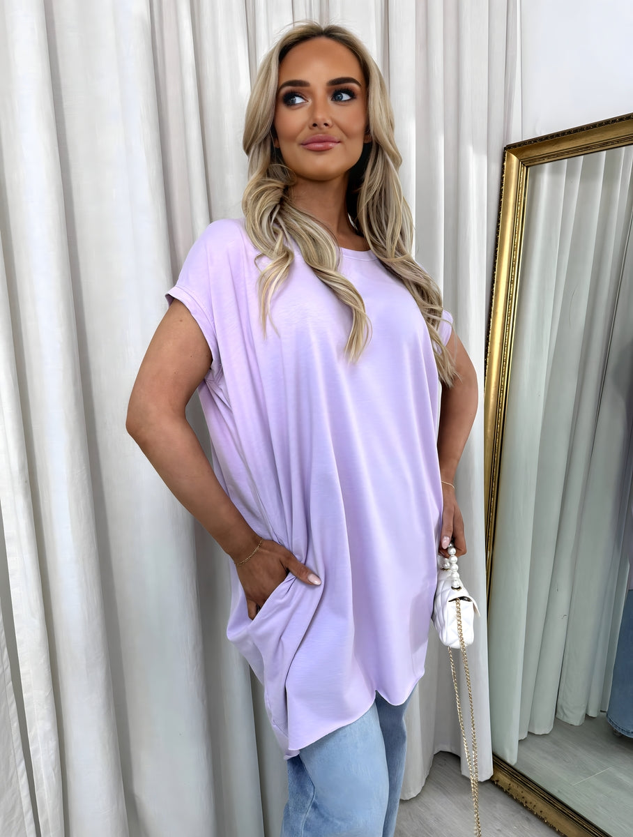 Round Neck with Side Pockets Oversized Top Moda