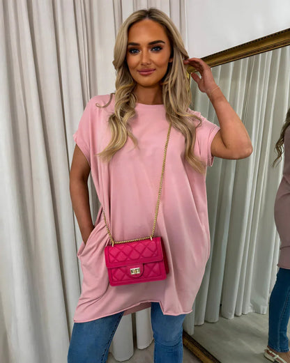 Round Neck with Side Pockets Oversized Top - Shello's Creative Boutique