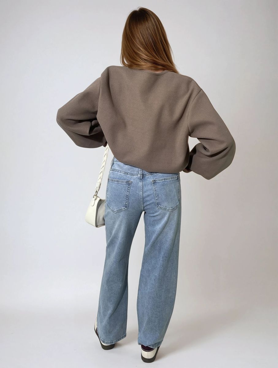 Asymmetric Waist Wide Leg Jeans Moda