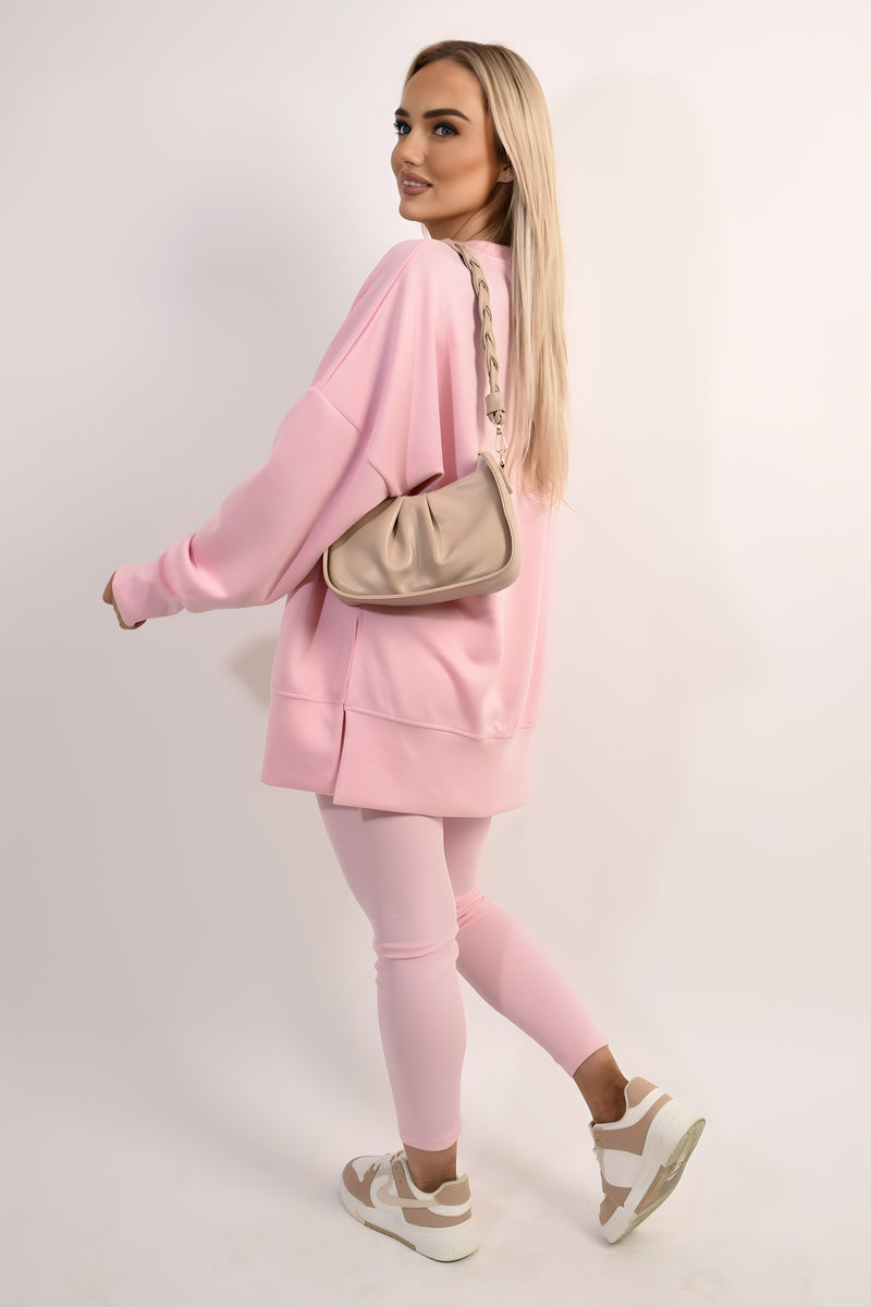 Long Sleeve Side Split Sweatshirt & Leggings Co-ord Set Moda