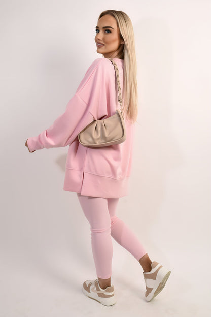 Long Sleeve Side Split Sweatshirt & Leggings Co-ord Set Moda