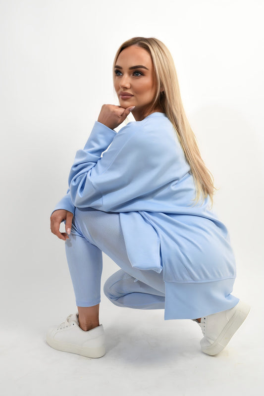 Long Sleeve Side Split Sweatshirt & Leggings Co-ord Set Moda
