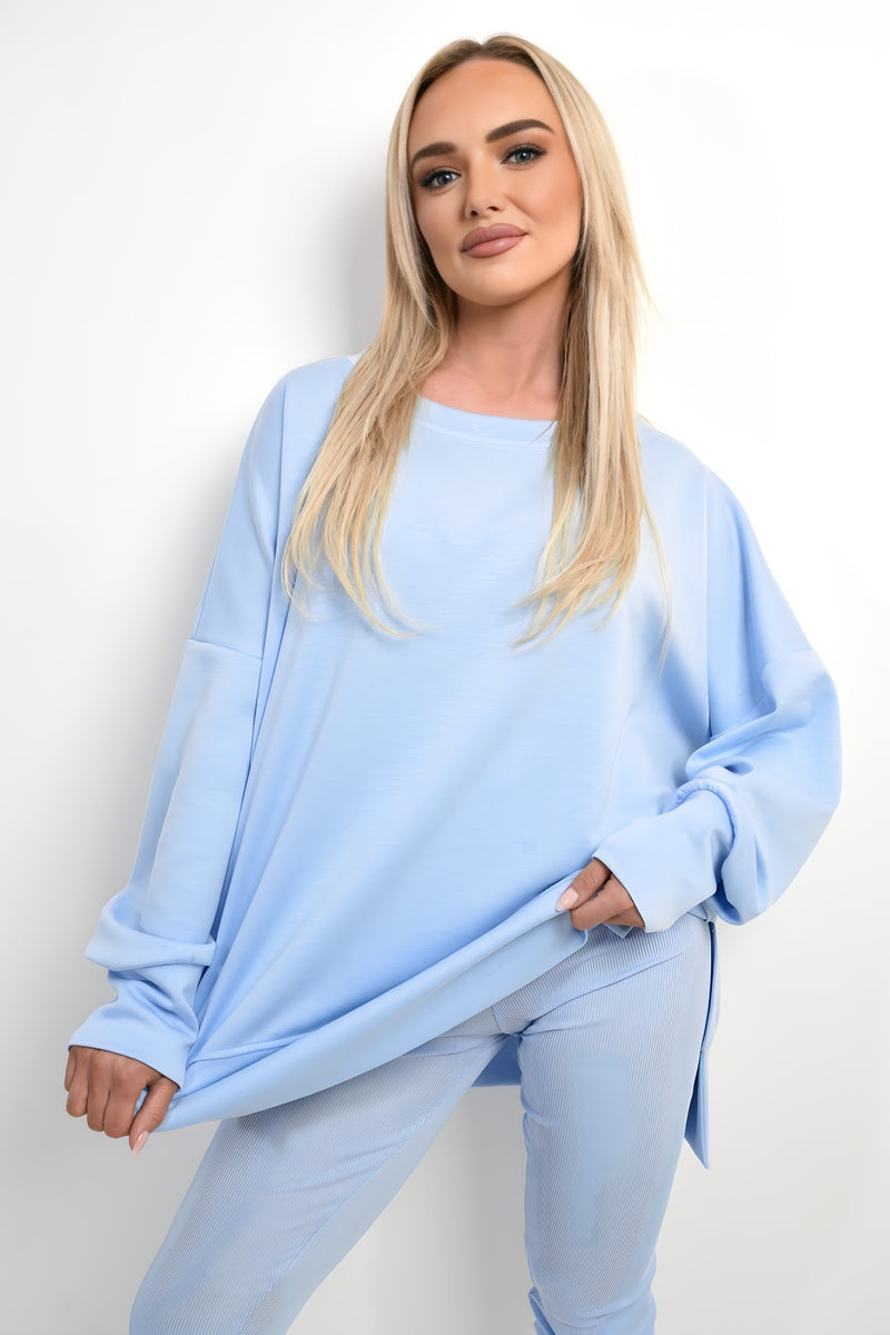 Long Sleeve Side Split Sweatshirt & Leggings Co-ord Set Moda