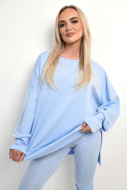 Long Sleeve Side Split Sweatshirt & Leggings Co-ord Set Moda