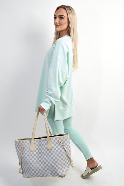 Long Sleeve Side Split Sweatshirt & Leggings Co-ord Set Moda