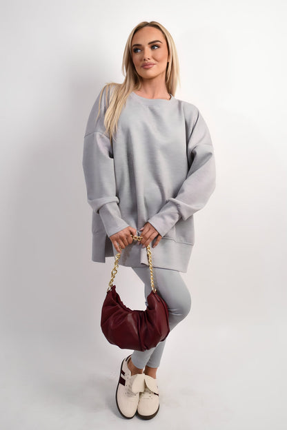 Long Sleeve Side Split Sweatshirt & Leggings Co-ord Set Moda