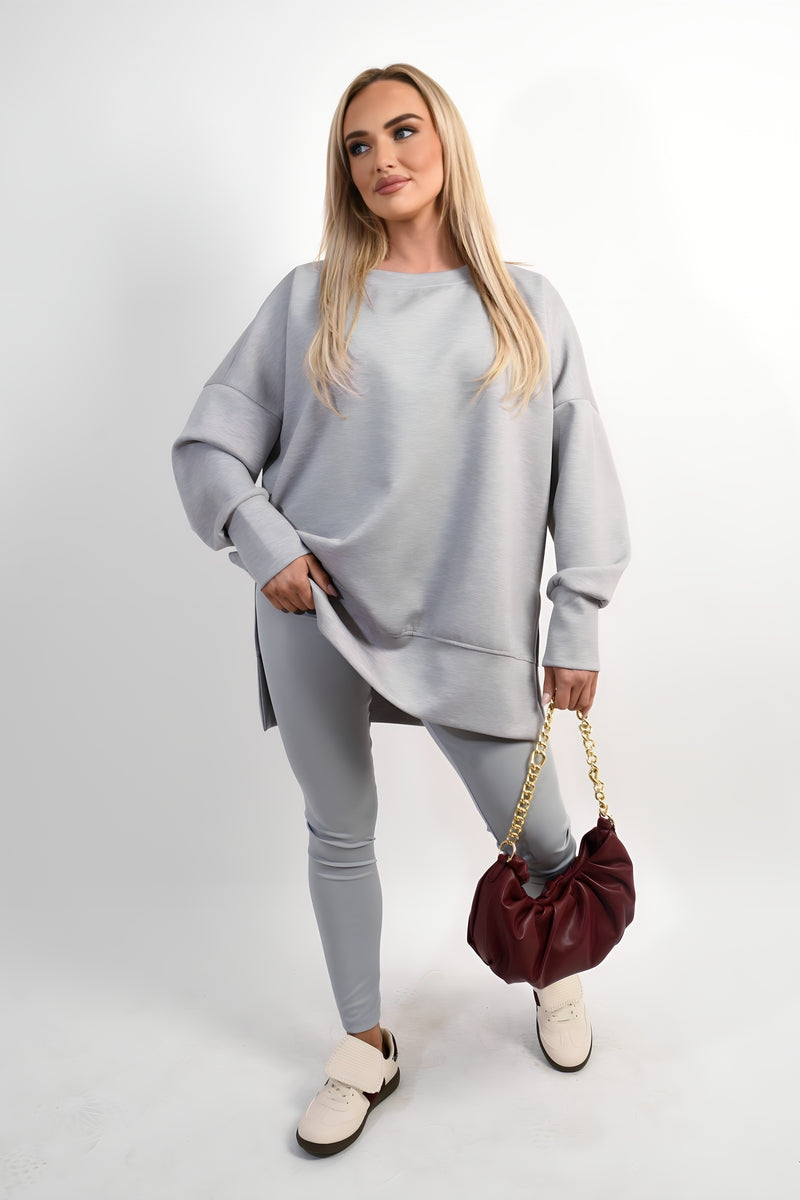 Long Sleeve Side Split Sweatshirt & Leggings Co-ord Set Moda