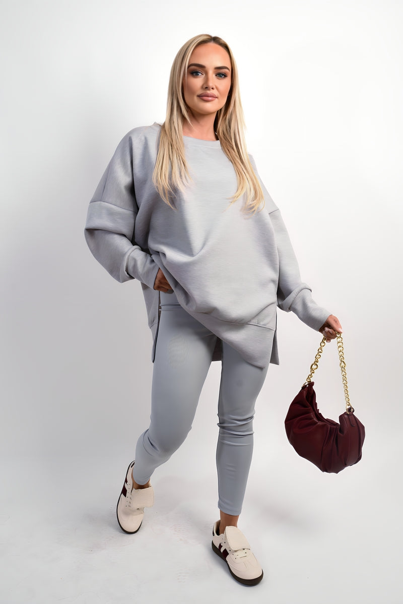 Long Sleeve Side Split Sweatshirt & Leggings Co-ord Set Moda
