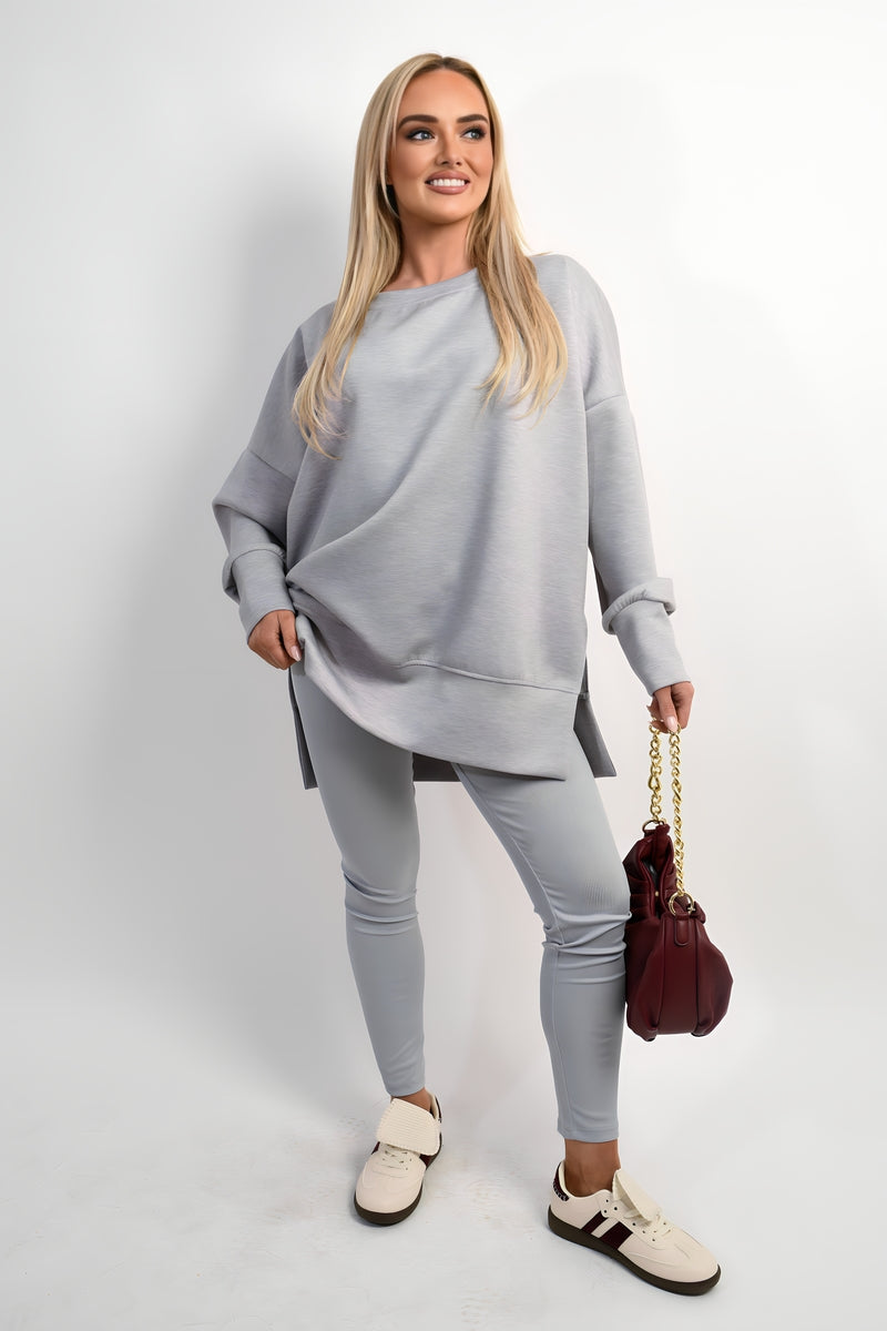 Long Sleeve Side Split Sweatshirt & Leggings Co-ord Set Moda