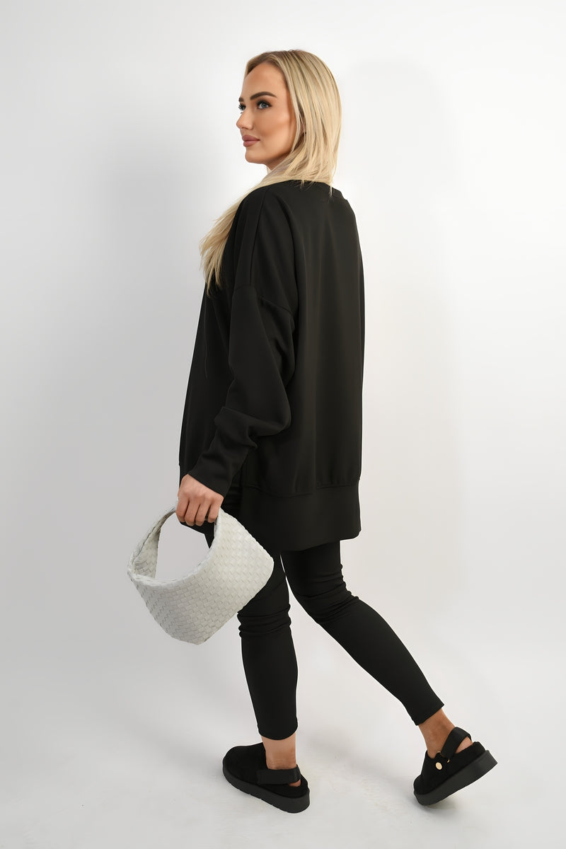 Long Sleeve Side Split Sweatshirt & Leggings Co-ord Set Moda