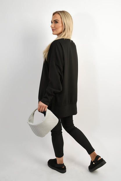 Long Sleeve Side Split Sweatshirt & Leggings Co-ord Set Moda