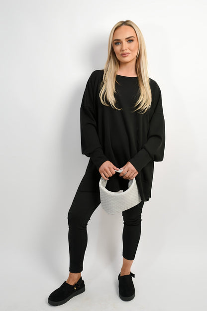 Long Sleeve Side Split Sweatshirt & Leggings Co-ord Set Moda