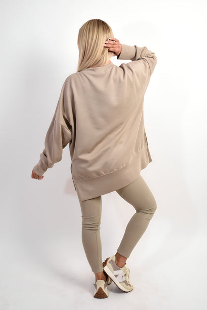 Long Sleeve Side Split Sweatshirt & Leggings Co-ord Set Moda