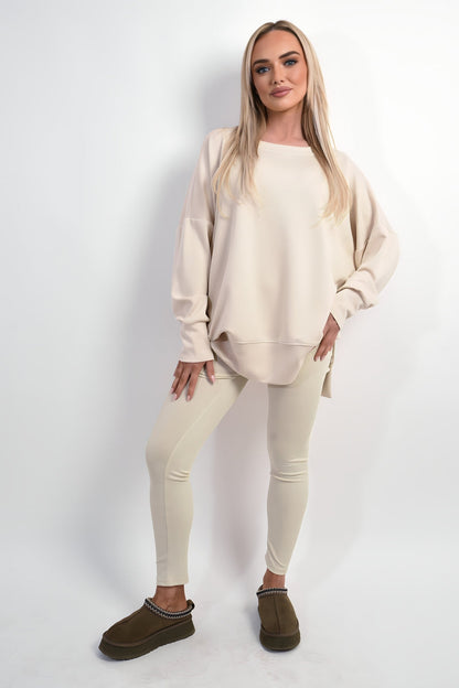 Long Sleeve Side Split Sweatshirt & Leggings Co-ord Set Moda