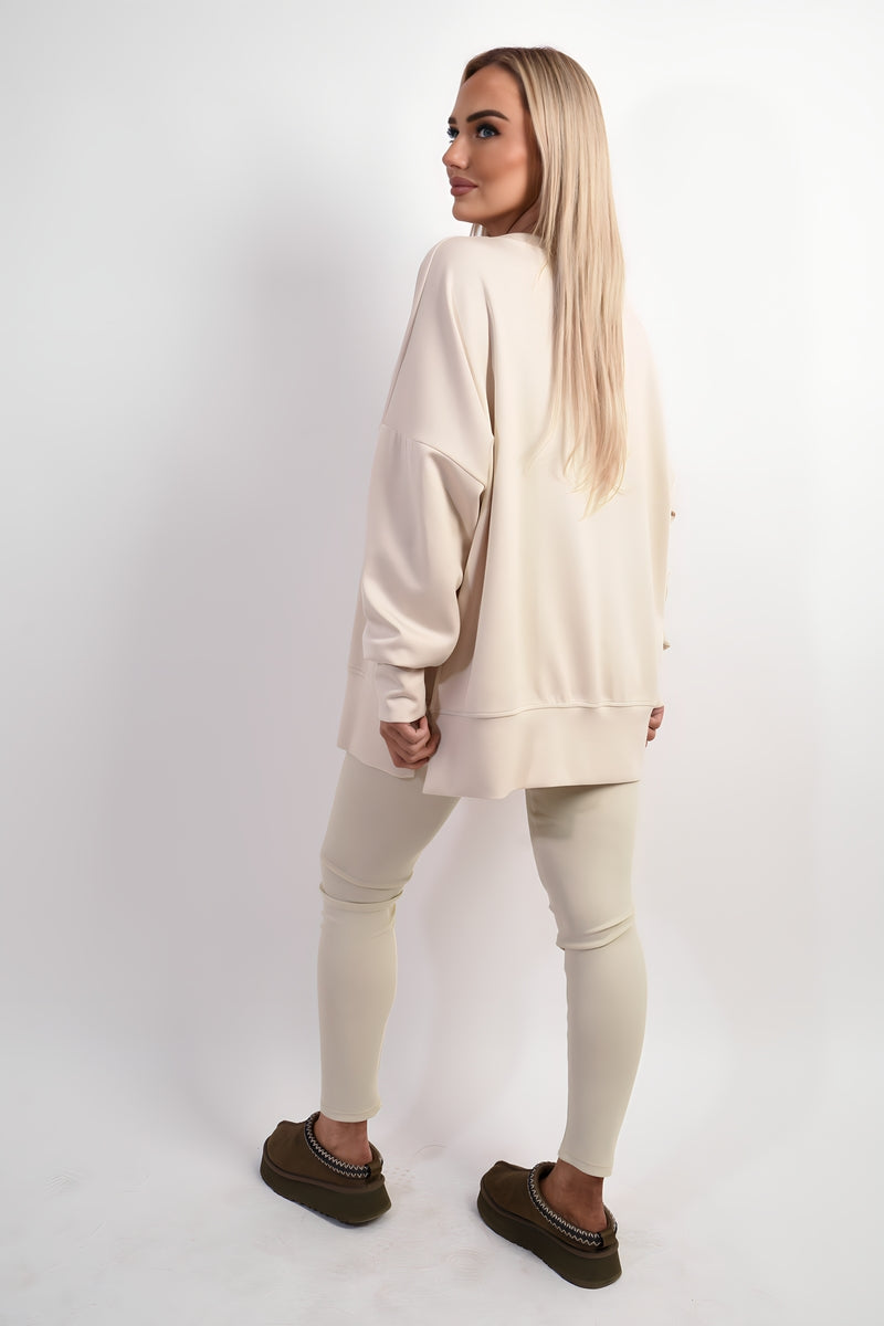 Long Sleeve Side Split Sweatshirt & Leggings Co-ord Set Moda