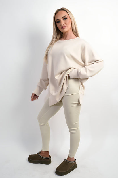 Long Sleeve Side Split Sweatshirt & Leggings Co-ord Set Moda