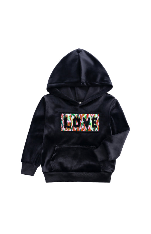 Kid's Spelling Hooded Gold Velvet Pyjama Sets Shello's Creative Boutique