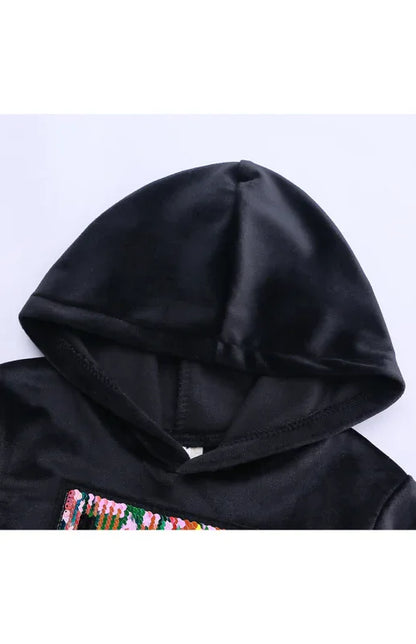 Kid's Spelling Hooded Gold Velvet Pyjama Sets – Cozy & Stylish Sleepwear - Shello's Creative Boutique