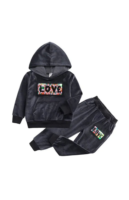 Kid's Spelling Hooded Gold Velvet Pyjama Sets – Cozy & Stylish Sleepwear - Shello's Creative Boutique
