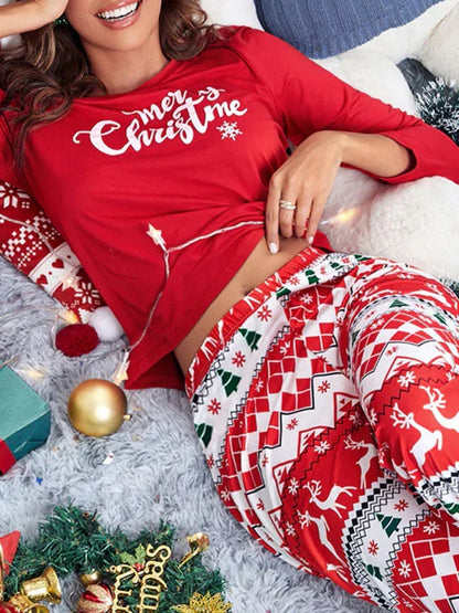 Women's Christmas Reindeer Print Pajama Set - Shello's Creative Boutique