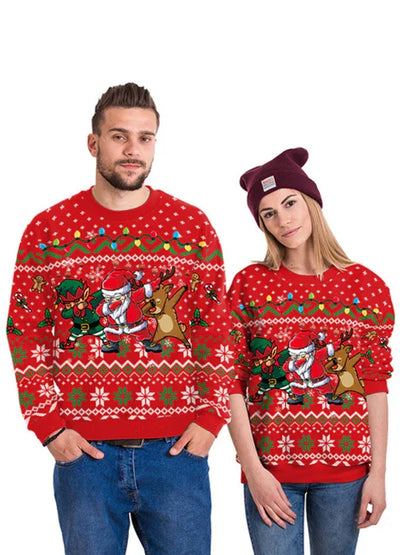 Christmas Santa Reindeer Knit Sweater - Festive Holiday Jumper for Adults - Shello's Creative Boutique