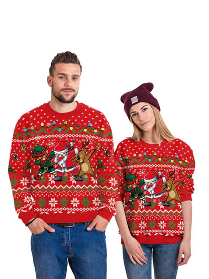 Christmas Santa Reindeer Knit Sweater - Festive Holiday Jumper for Adults - Shello's Creative Boutique