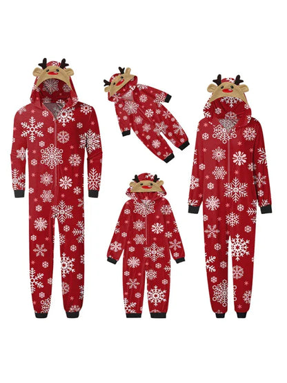 Family Christmas Snowflake Reindeer Hooded Onesie - Shello's Creative Boutique