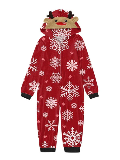 Family Christmas Snowflake Reindeer Hooded Onesie - Shello's Creative Boutique