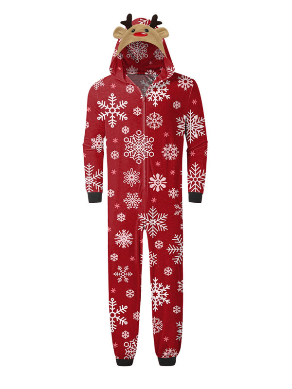 Family Christmas Snowflake Reindeer Hooded Onesie Shello's Creative Boutique