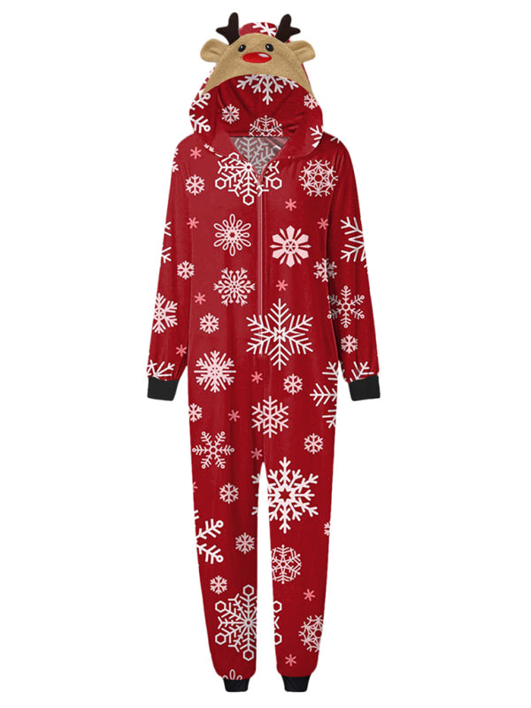 Family Christmas Snowflake Reindeer Hooded Onesie Shello's Creative Boutique