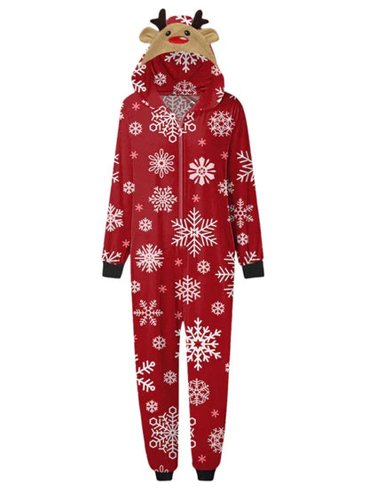 Family Christmas Snowflake Reindeer Hooded Onesie - Shello's Creative Boutique