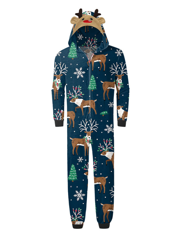 Family Christmas Snowflake Reindeer Hooded Onesie Shello's Creative Boutique